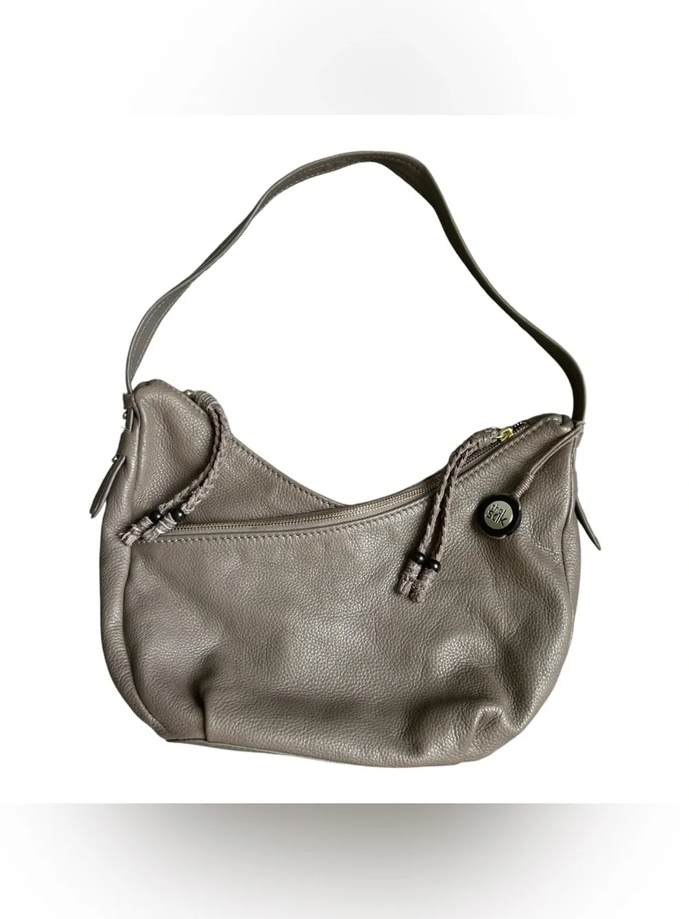 The Sak Pebbled Clay Colored Leather Shoulder Purse w/two zippered side pockets